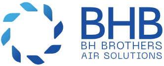 Logo of BH Brothers Air Solutions featuring large blue BHB letters. Below, the company name appears in smaller blue text. On the left, a circular design with blue gradient segments forms a ring shape. The clean white background complements their air conditioner services expertly tailored for Miami residents.